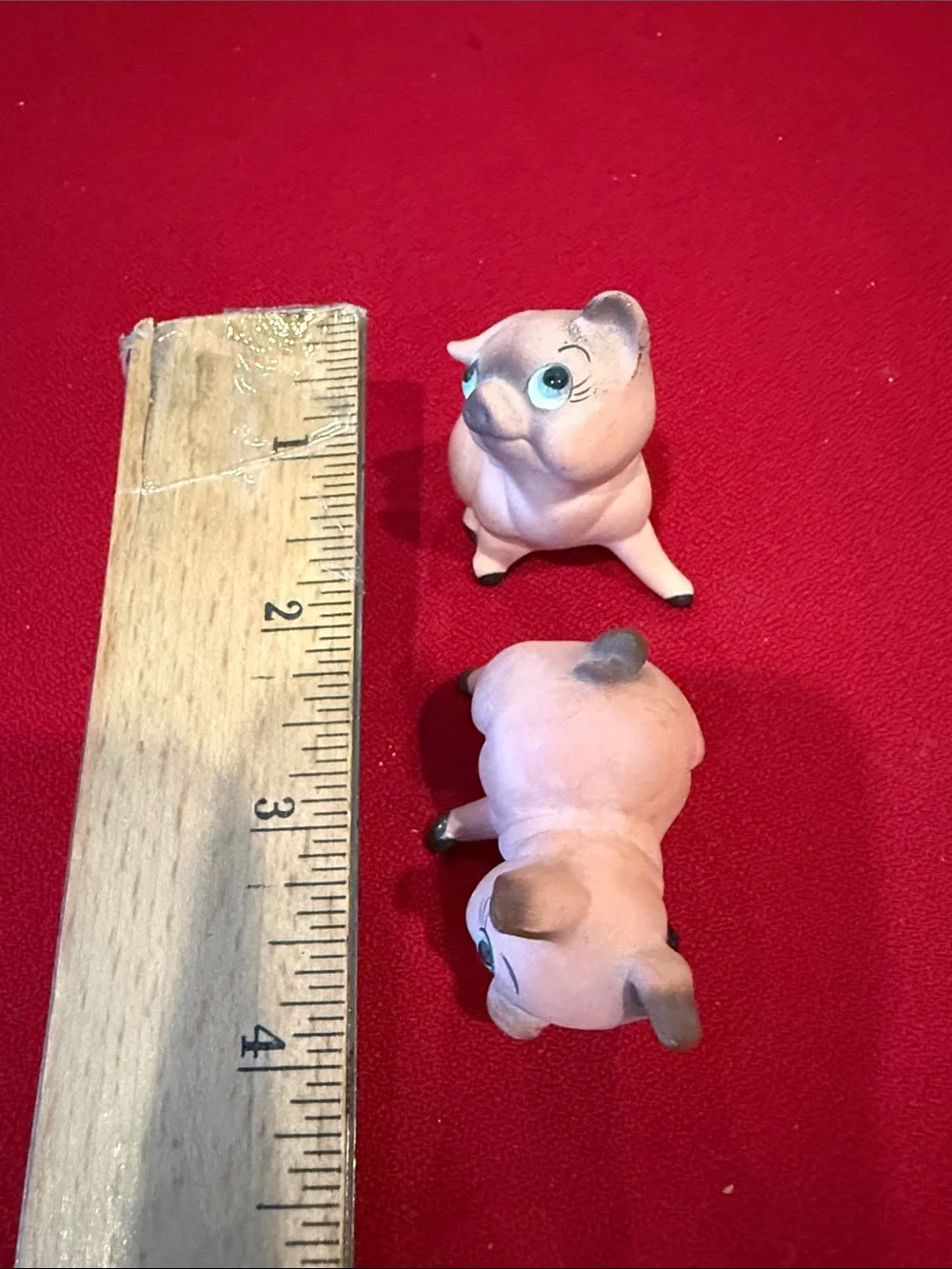 Vintage Pink Ceramic Pig Figurine Pair for Small Pet Displays Freeman McFarlin